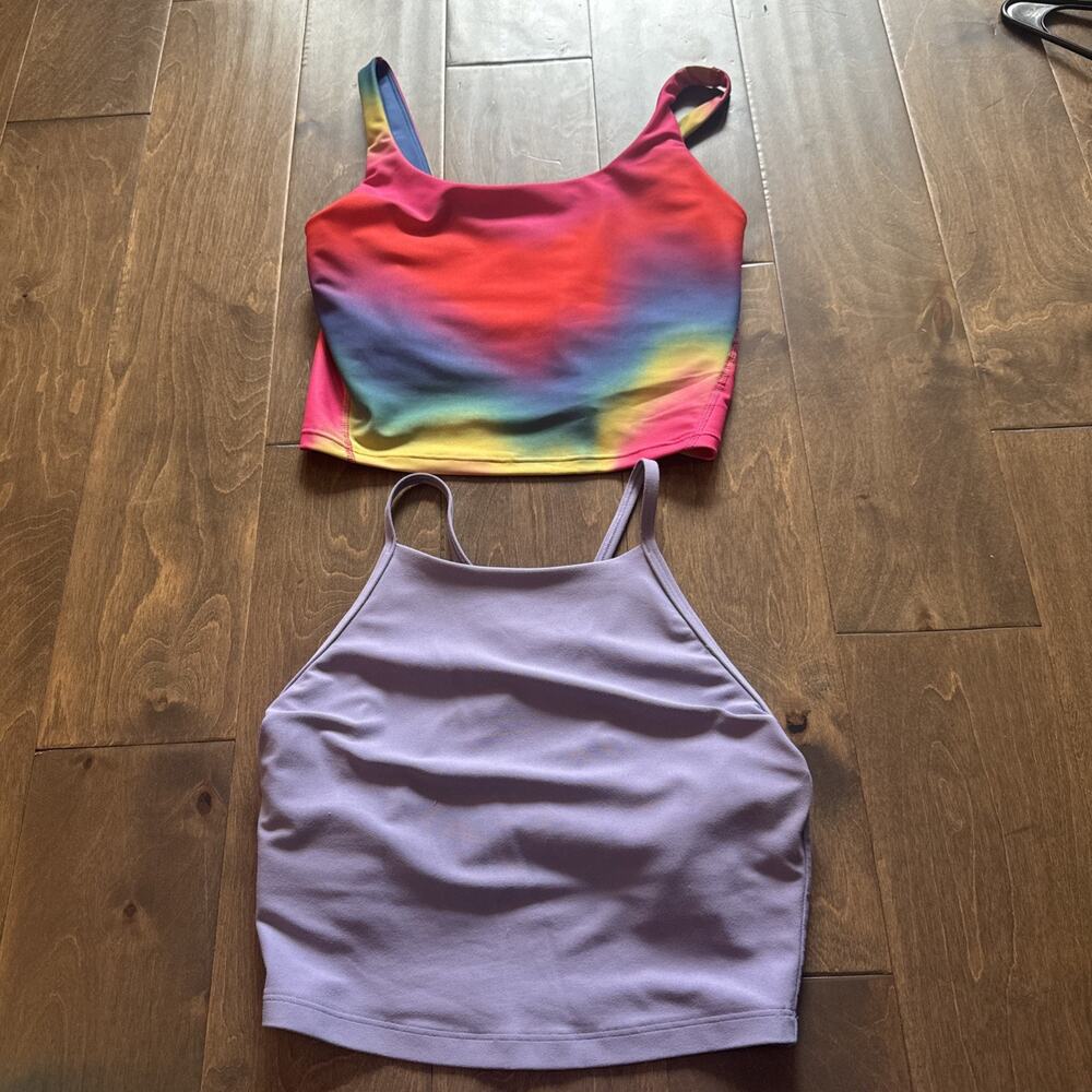 Old Navy Rainbow Ombre Crop Tank & Lavender Cropped Tank Duo